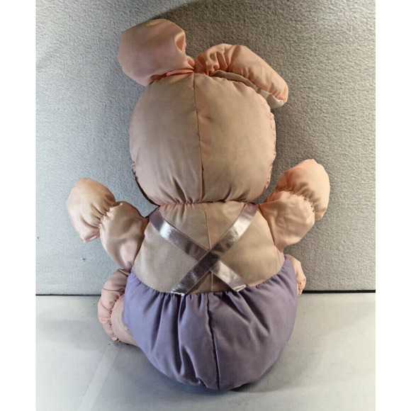 Easter Puffy Lets Cuddle Bunny Rabbit Stuffed Animal Toy 11" Nylon Plush Vintage - Picture 2 of 4